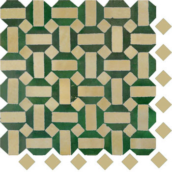Mosaic House Moroccan tile Trapez 11-10 Beige Green  zellige, mosaic, zellij, field, pattern, glaze, hexagonal 